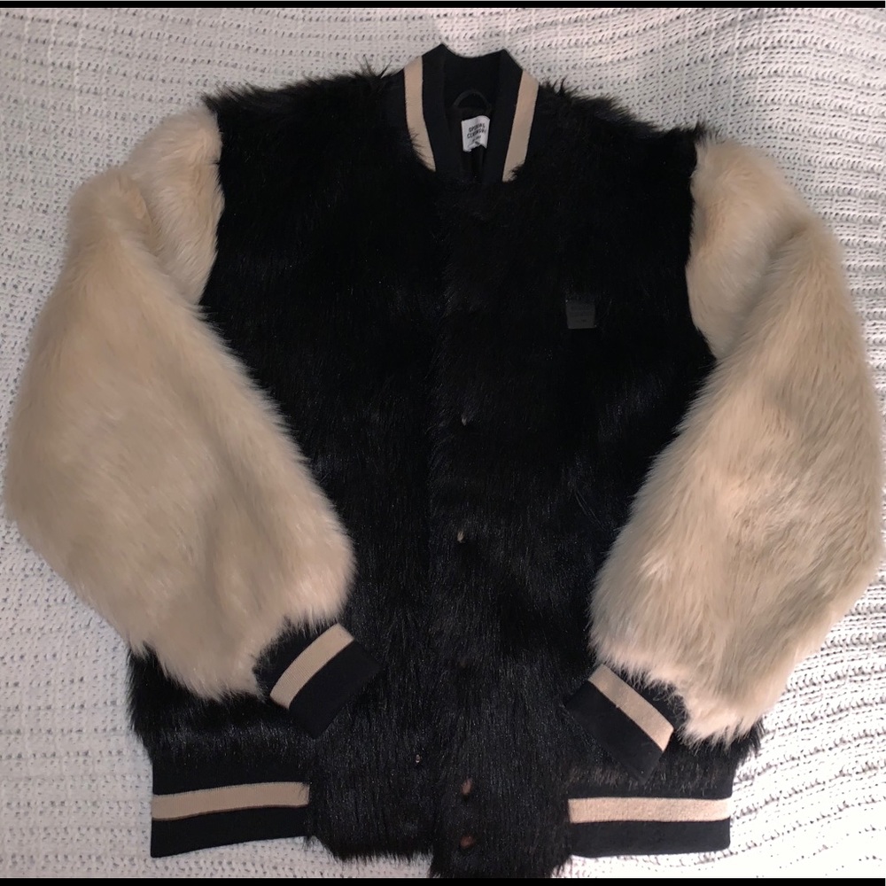 OPENING CEREMONY FAUX FUR VARSITY JACKET